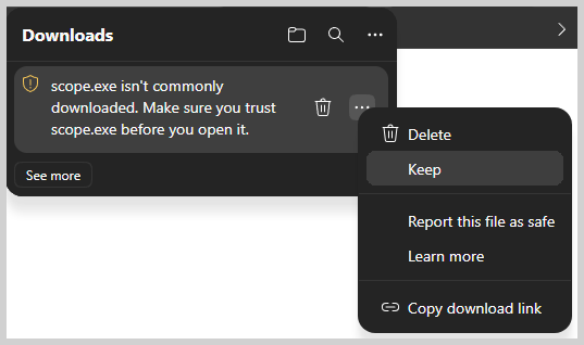 Warnings may show while downloading
